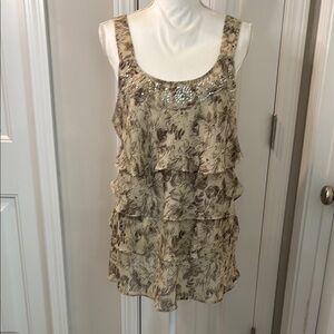 Lane Bryant Cream Tan Ruffled Tiered Tank Top Size 14